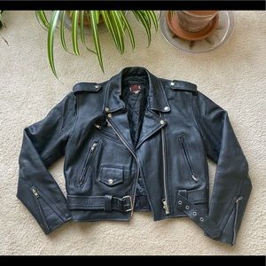 IK LEATHER Small Women’s Leather Motorcycle Punk Jacket